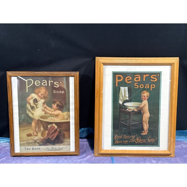 Fred Moroan, Pears Soap "The Bath" 10.5Wx16.5H & "Good Morning!" 10Wx15H Prints
