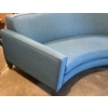 Image 11 : Curved Blue Upholstered Sofa with Tapered Wooden Legs
