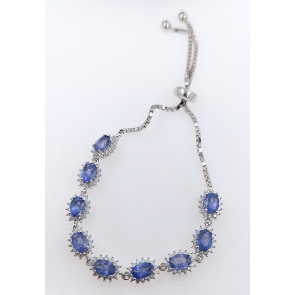 Silver Tanzanite gemstone Bracelet 9.2 ct Certified  ($6,014 Appraisal)