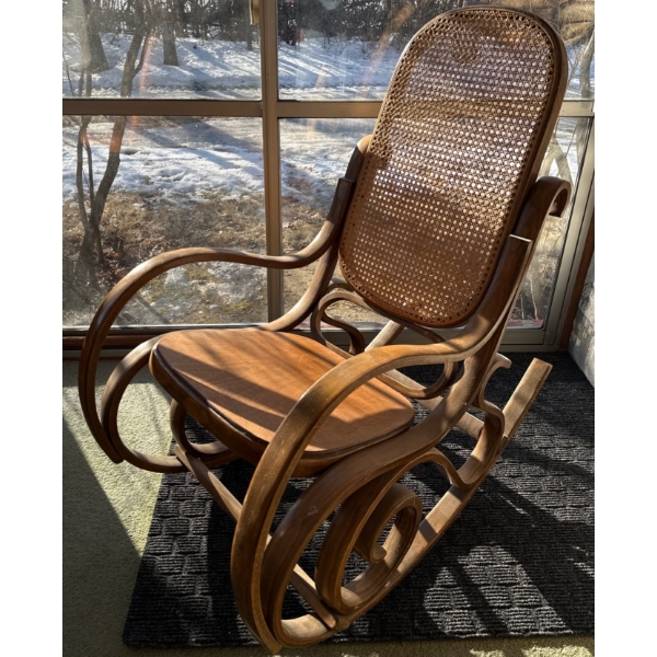 Vintage Bent Wood Rocking Chair w/Woven Cane Seat & Back