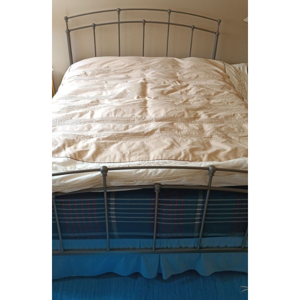 Lovely Double Bed - Mattress, Box Spring, Frame, Bedding 