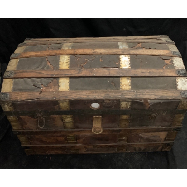 Vintage Pirate Chest, Including Contents (Exterior Very Torn & Latches Broken) - 34W, 20D, 22T