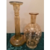 Image 3 : Marigold Carnival Glass Candle Stick & Wide Panel Clambroth Bowl-Imperial Co