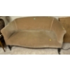 Image 1 :  Velvet Beige Couch (63W, 27D, 32T) with 2 Matching Stools (15W, 10T Each) and a Lovely Pillow 