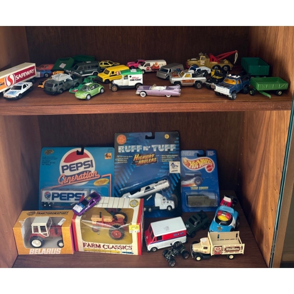 Metal Tractors (Case 800 Tractor, Belarus Traktoroexport USSR) Plus Assortment of Toy Cars  