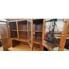 Image 4 : Teak Wood Buffet Hutch with Glass-Panel Doors and Open Storage