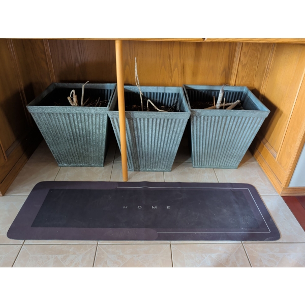 3 Large Planters and Super Absorbent Non-Slip "Home" Floor Mat
