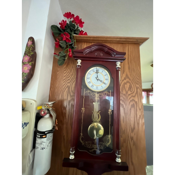 Daniel Dakota Quartz Westminster Chime Wall Clock with small wooden collectable art piece . 