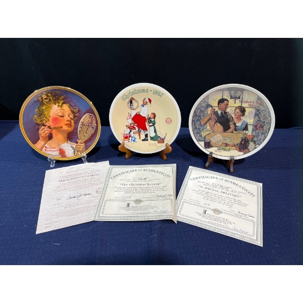 Set of Three Collectors Plates with original boxes and COA