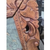 Image 7 : 30" X 44" Vintage Framed Tapestry With Hand Carved Wooden Frame
