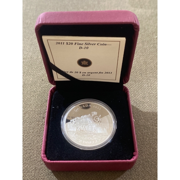 2011 Canadian $20 Fine Silver Coin, D-10 Locomotive, Limited Mintage