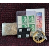Image 1 : WWII German Stamps, Belt Buckle, Swastika with Nazi Eagle Pin, and More