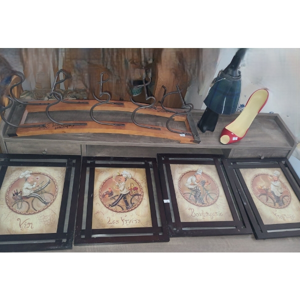 Wine Holder 48 W, 7 D and Wine Accessories, Includes Small Chef Decor Pictures