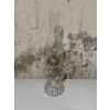 Image 2 : Antique Glass Oil Lamp with Brass Burner and Chimney