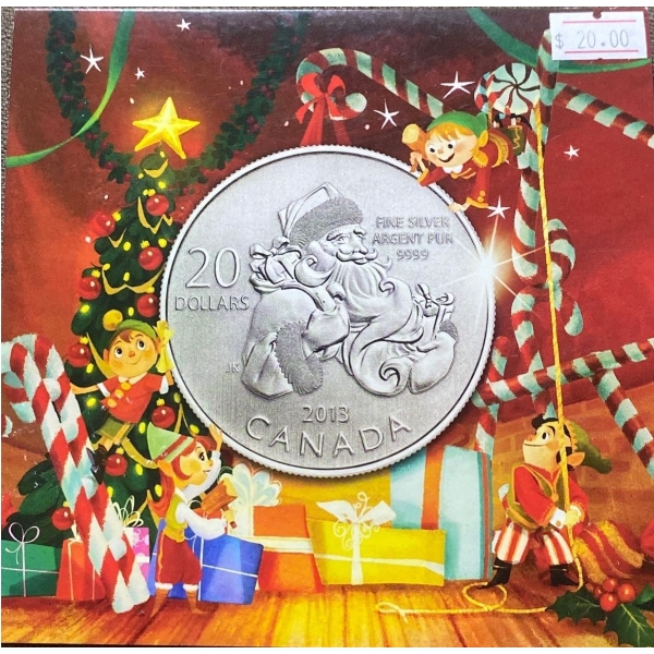 2013 Canada $20 Fine Silver Commemorative Coin Featuring Santa Claus 7.96 Grams 99.99% Silver