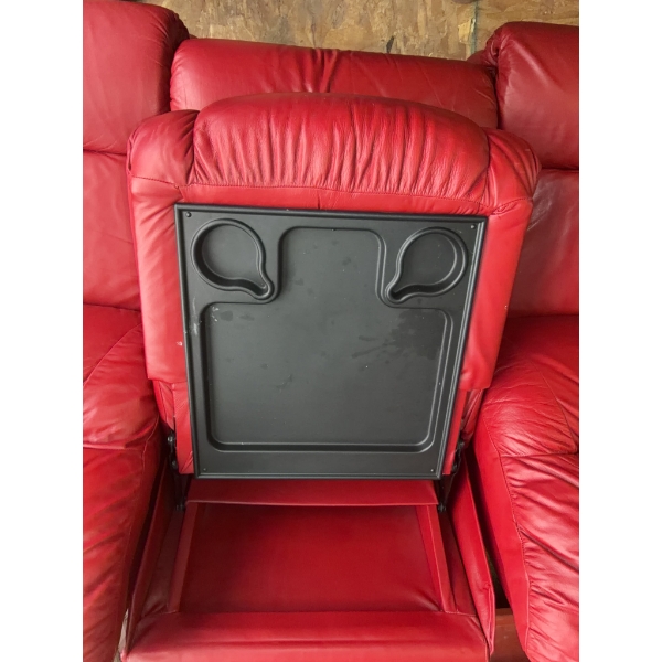 Red Leather Sectional Reclining Sofa with Console