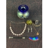 Image 1 : Costume Jewelry and Art Glass Vase