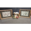 Image 1 : Framed Anton Peck Prints and Pig Motif Table Clock