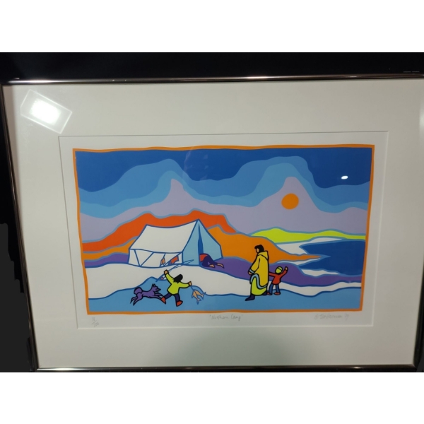 "Northern Camp", Artist: Ted Harrison, 18/200, Serigraph Framed Under Glass 25 X 18.5