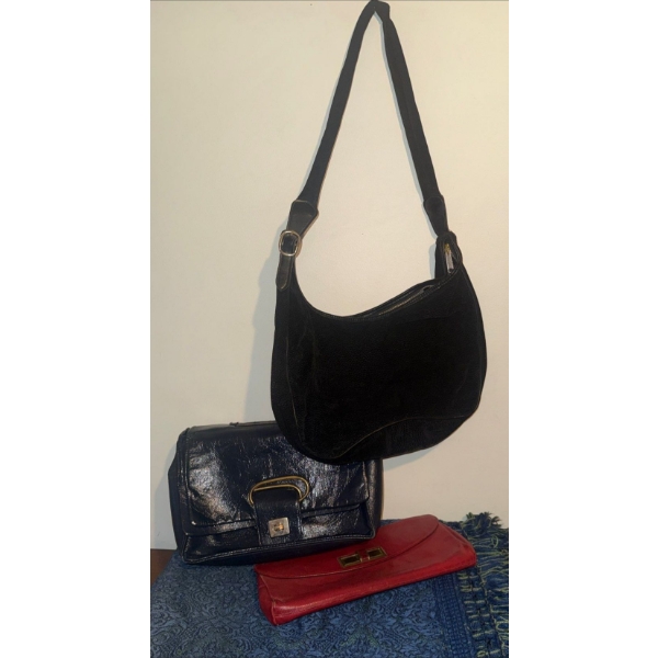 Vintage Ladies Handbags - Genuine Leather &  More - Bonus Gorgeaus Textile Top Quilt