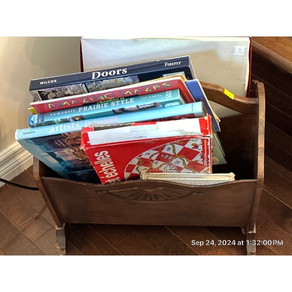Magazine Rack w/ Misc. Games & Books