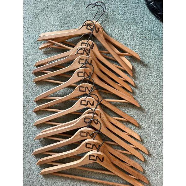 CN rail collection of  vintage wooden coat hangers 14 in total