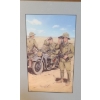 Image 2 : Soldiers w/ Motorcycle Scouting, Artist: Volstad, 13 x 18 Print Framed Under Glass 