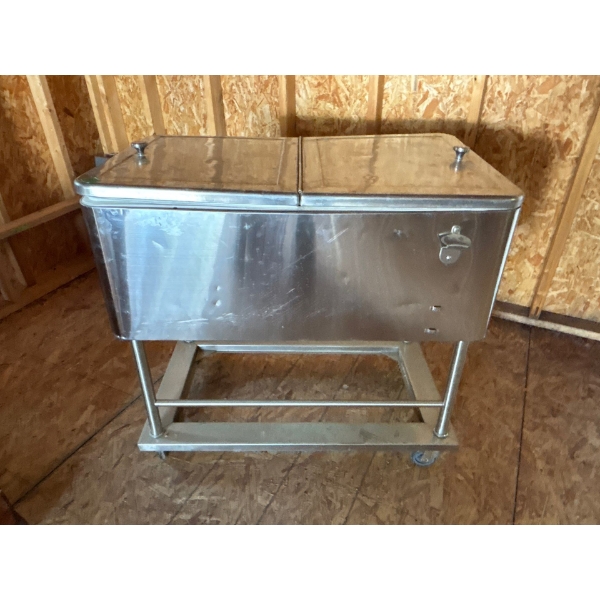 Stainless Steel Cooler On Wheels W22" L35" H 33"