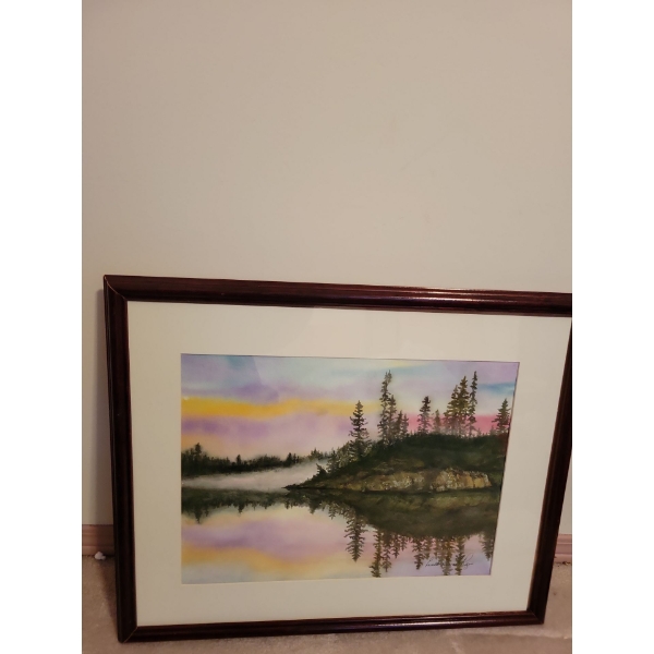 Lucille Lewans Rezac "Evening Mist' Watercolor Art 23x19
