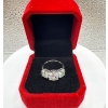Image 2 : 4ct Round Moissanite with 2ct Set in Center, 1ct on Either Side in 925 Silver Ring - Size 7