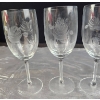Image 2 : Three Etched Glass Wine Goblets with Floral Design
