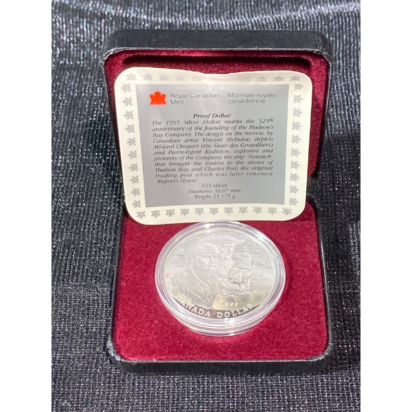 1995 Royal Canadian Mint Proof Dollar Coin Commemorating the 325th Anniversary of HBC