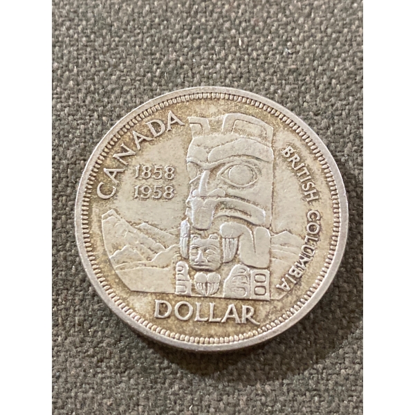 1958 Canada British Columbia Silver Dollar Coin