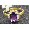 Image 2 : 10K Gold, Amethyst and Diamond Cluster Ring (total weight 1.8g)