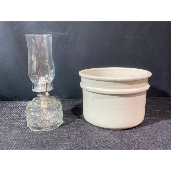 Medalta Crock and Classic Kerosene Oil Lamp 