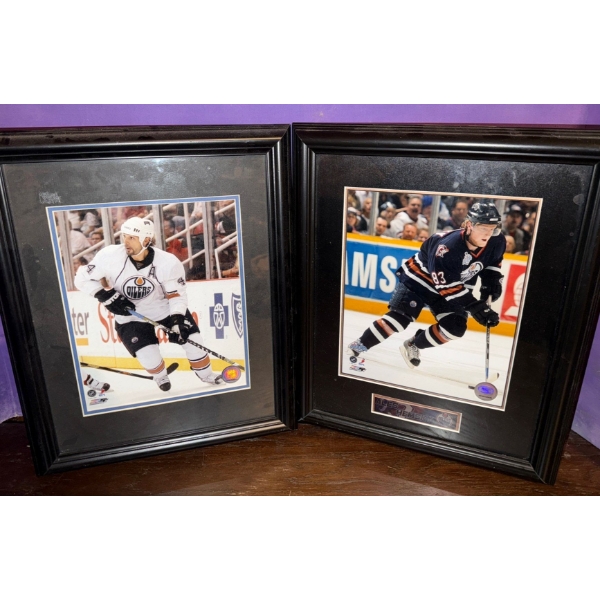Two Framed NHL Collectible Photos of Edmonton Oilers