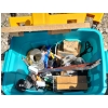 Image 2 : Green Bin of Tools and Hardware Incl: Electric Plugs/ Plate Covers, Allen Keys, Crowbars and More!