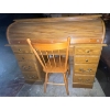 Image 1 : Vintage Oak Roll Top desk w/ Chair 49x19x44
