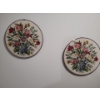Image 1 : Pair of Needlepoint Flowers 13.5" Diameter 