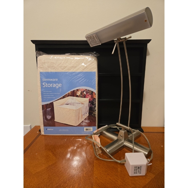 Wall Shelf (23W, 2D, 19T), Stemware Storage, Lovely Lamp