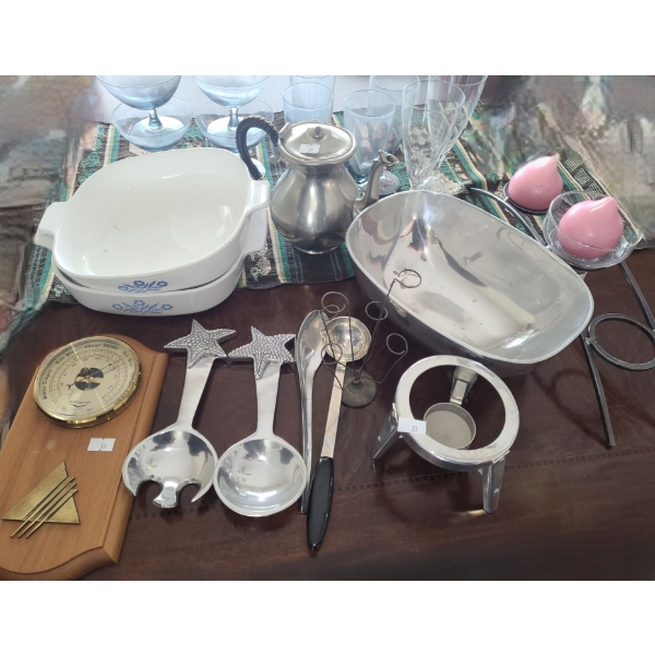 Corning Ware Casserole 8" Diameter (No Lids), Metal Bowl 10 W, 7 T and More!