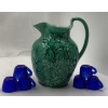Image 1 : Cobalt Antique Cups w/ Wedgewood (Etruria + Barlaston) Green Grapeleaf Pitcher 8T