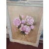 Image 3 : Trio of Framed Floral Paintings.  Light Frame 21 w 27 h