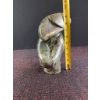 Image 10 : Trio of Decorative Stone Items: Selenite, Abstract Serpentine Sculpture, Green Stone Plate