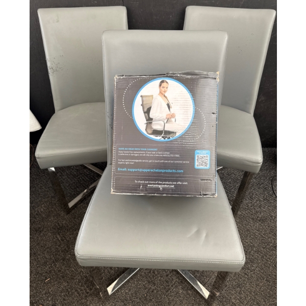 3 Vegan Leather/Chrome Waiting Room Seating w/ New Luxury Memory Foam Comfort Cushion