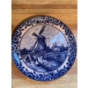 Image 1 : Vintage Delft Blue Collectors Plate Hand Crafted Featuring a Dutch Windmill Scene