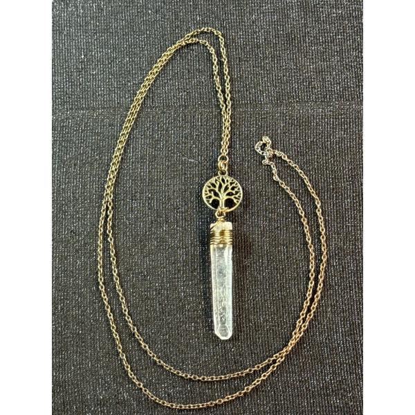 Natural Unpolished Quartz Crystal Point Necklace