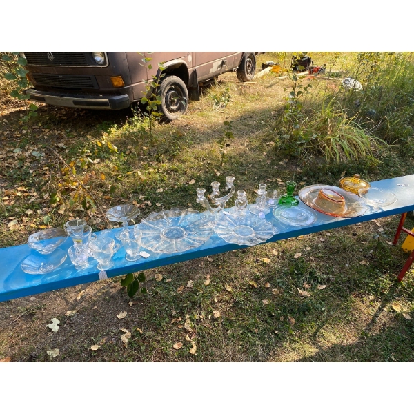 Glass Serving Plate & Candle Stick