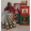 Image 1 : Christmas Vase & Assortment of Holiday Decor