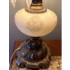Image 3 : Becky Shinn One of a Kind Fenton Student Art Glass Lamp Hand Painted & Signed,  Brass Base 2 FtTall 